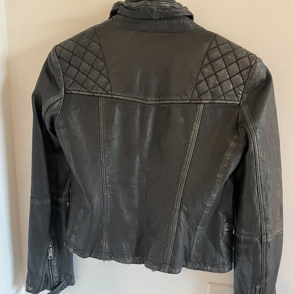 bestselling all saints cargo distressed moto leather jacket - black, size S (US4 - Picture 7 of 9